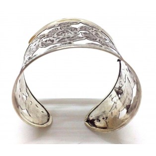 FLORAL Silver Oxidized Cuff Bracelet Charm Wristlet Wrist Band Bangle Jewelry 2